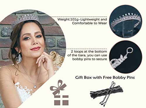 Fasnahok Full Cubic Zirconia Cz Wedding Crown Bridal Tiaras Lengthened Pageant Headpieces Handmade Princess Hair Jewelry Accessories For Women Silver #TOP4