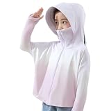 [Kuhvvse] 日焼け止めパーカー キッズ UVカット 接触冷感 通気速乾 ラッシュガード 女の子 男の子 upf50+ 長袖 髪穴付きフード 立ち襟 薄手 適応身長110～160(140 パープル)