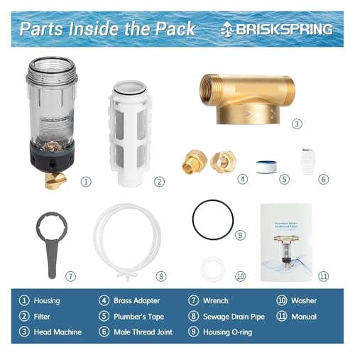 Prefiltro para el hogar BriskSpring de 100 micras para mejorar el agua de la cocina 8