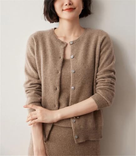 Women's O Neck Cashmere 100 Percent Button Cardigan Knit Warm Long Sleeve Sweater4