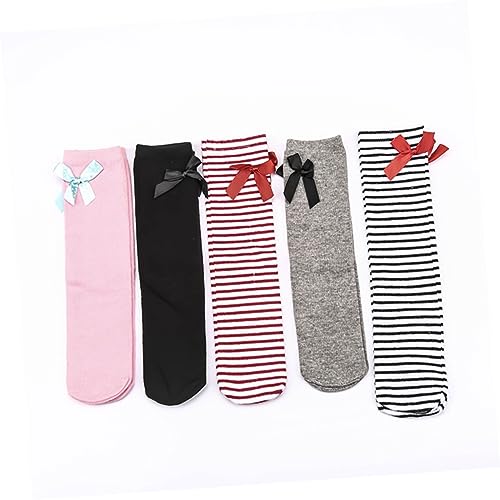 Bow Knee Socks Striped Stocking High Socks Over The Knee Sock Black3