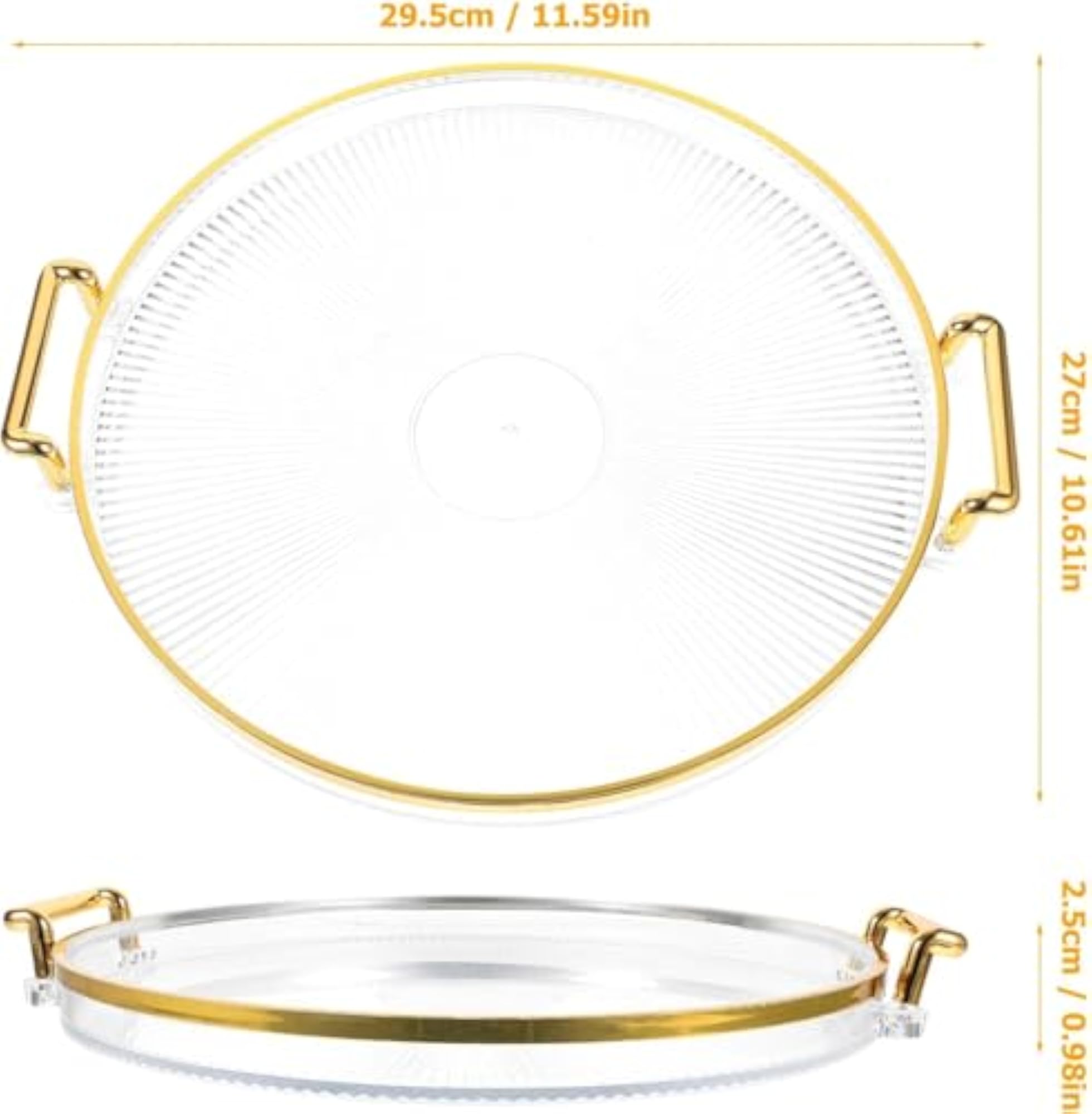 Round Gold Tray, Decorative Serving Tray