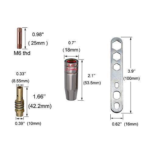GZTIGWELD Ponta de contato 0,035'' 0,9 mm M6 protetor de rosca suporte de copo placa difusora kit
