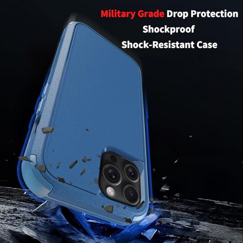 droperprote for iPhone 15 Pro Case with Tempered Glass Screen Protector 3 in 1 Heavy Duty Rugged Shockproof Protective Phone Case for iPhone 15 Pro 6.1" (Seablue) by droperprote - Used condition - Image 4