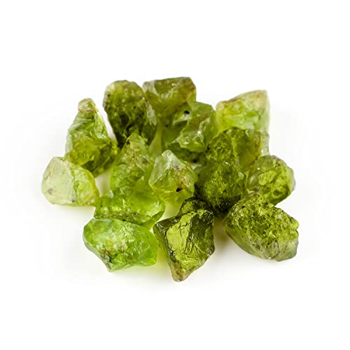 Qnavic 15Pcs Natural Raw Peridot Crystal Gemstone, Chakra Healing Energy Rough Crystal, August Birthstone Crystal For Jewelry Making Supplies, Diy Art & Crafts Gift, Wire Wrapping Loose Stones #TOP29