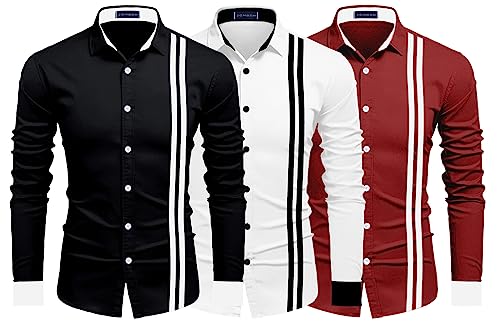 Image of Zombom Men's Striped Regular Fit Shirt