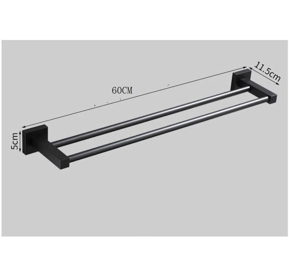 Porte-serviettes mural double 60cm compact et durable - 4
