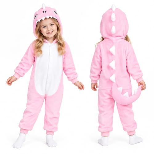Pink Dinosaur Costume for Girls Kids Dino Onesie Toddler Halloween 4-5