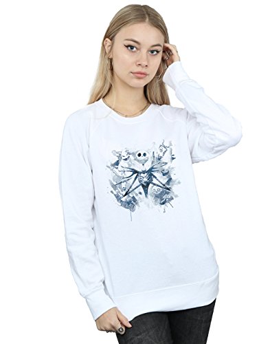 Image of Disney Women's Nightmare Before Christmas Paint Spray Carers Sweatshirt White Large