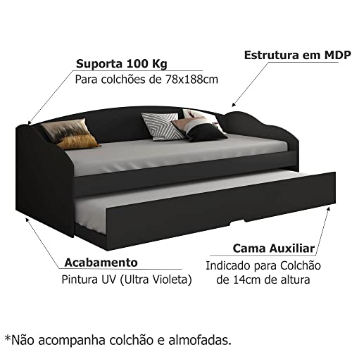 Bicama Funny Com Auxiliar Preto Fosco