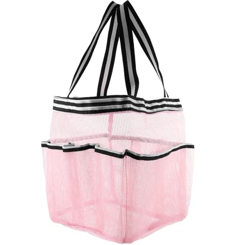 IDEANATEGRATE Neceser de Malla Portátil 8 Bolsillos, Gran Capacidad, Secado Rápido, Diseño Transpirable y Color Rayado, Bolsa de Aseo para Viaje y Ducha, Bolsa de Cosméticos Color Aleatorio