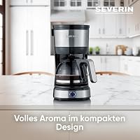 SEVERIN Kompakt Kaffeemaschine, aromatischer Kaffee mit dem Kaffeebereiter für bis zu 4 Tassen, Filterkaffeemaschine mit Permanent-Schwenkfilter, Edelstahl/schwarz, KA 4808 – Ansicht 3