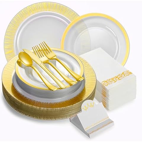LAXORE 200 Pcs Clear Plastic Dinnerware Set Cover