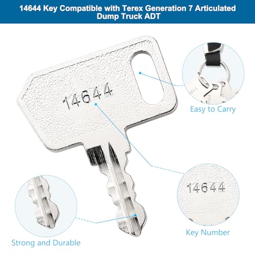 VooGenzek 3 Stücke 14644 Ersatz Zündschlüssel, Baumaschinen Schlüssel, Universal Zündschalter, mit Schlüsselring, Kompatibel mit Terex Generation 7 Knickgelenkten Muldenkippern ADT