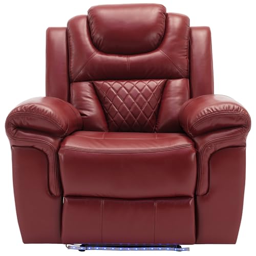 Sillón reclinable de cuero sintético Rojo miniatura 3