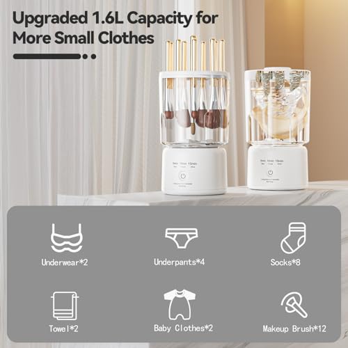 Image of Portable Mini Washing Machine, Underwear Washing Machine Small Clothes Washer Makeup Brush Cleaner (White)
