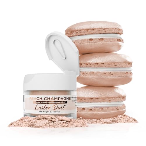 Luster Dust - Peach Champagne (4g 1x Jar) | Edible Vegan Dust & Paint for Cake Decorating, Ice Cream, Desserts, Cocktails and Beverages by Bakell