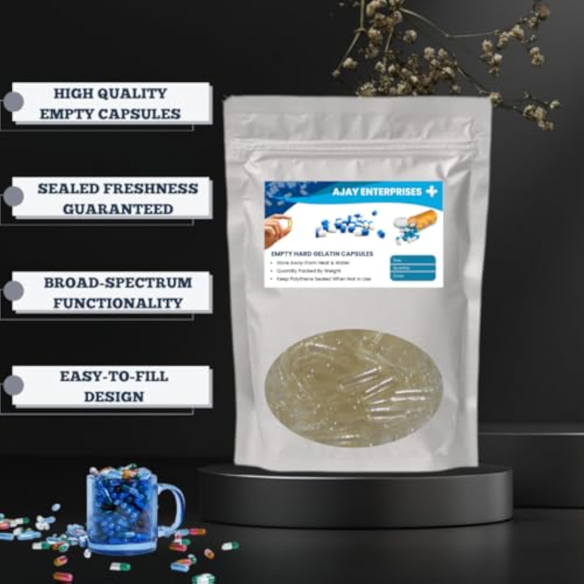 Ajay Enterprises Empty Gelatin Capsules, Pack of 5000