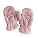 Gants épais en forme d'ours en peluche pour garder au chaud, rose, Medium