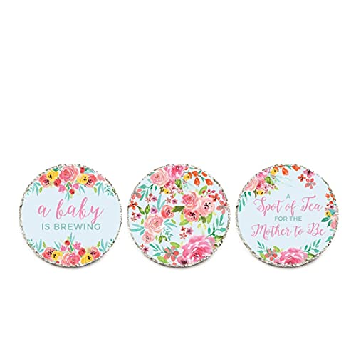 Andaz Press Pink Roses English Tea Party Tea Party Baby Shower Collection, Chocolate Drop Label Stickers Trio, 216-Pack, Fits Kisses Party Favors