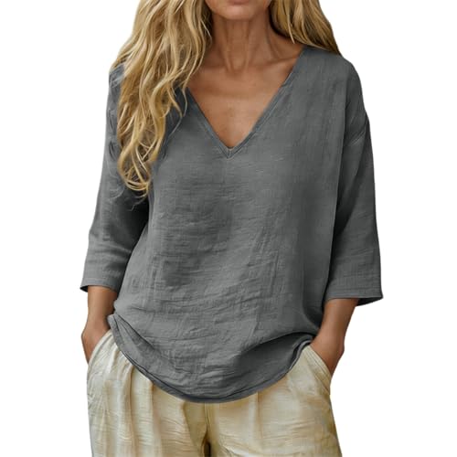 Camiseta holgada de algodón mujer manga corta casual cuello redondo