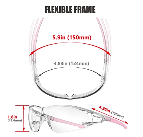 Huntersky Hts S239 Protective Clear Pink Small Safety Glasses Women Youth Protecting Eyes From Bugs Wind Dust Proof Night Bike Riding Cycling Running #TOP3