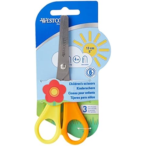 Westcott E-21593 00 Kids Scissor Lefty Witch cm-Scale, Blunt tip, 5"/13 cm, red/Yellow Cover