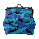 ZUNPNG Blue Sharks Pattern Buckle Leder Coin Purses Vintage Pouch Kiss-Lock Change Purse Mini Wallets for Women Mädchen, mehrfarbig, Einheitsgröße, Münztasche