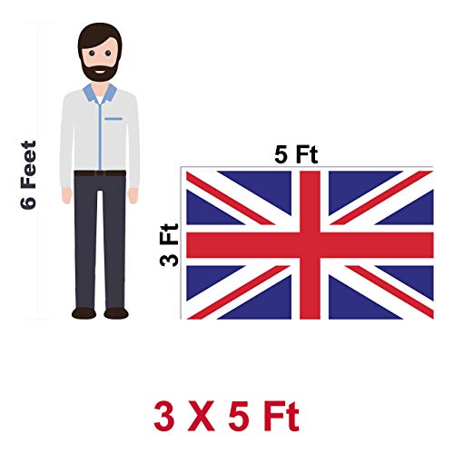 G128 – Bandeira do Reino Unido (britânica, Union Jack) | 3 x 5 pés | Impresso – Cores vibrantes, ilh