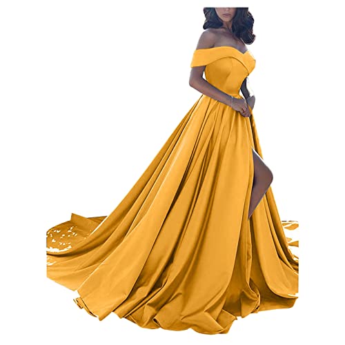 Robe invitée de mariage longue avec épaules dénudées pour demoiselle d'honneur