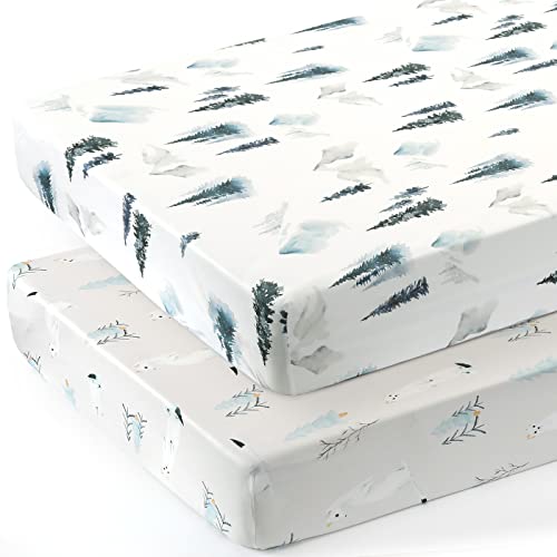Stretch Ultra Soft Jersey Knit Fitted Crib Sheets Set 2 Pack, Fits All Standard Crib Mattress Pads Safe And Snug, Pretty Crib Sheet For Baby, Cute Wild Forest Mongooses #TOP1