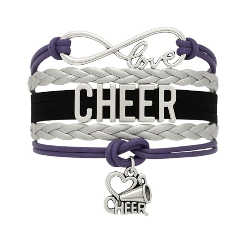 Infinity Collection - Cheer Bracelet - Purple - Cheerleading Infinity Charm Jewelry Gift for Cheerleaders, Teams or Squads