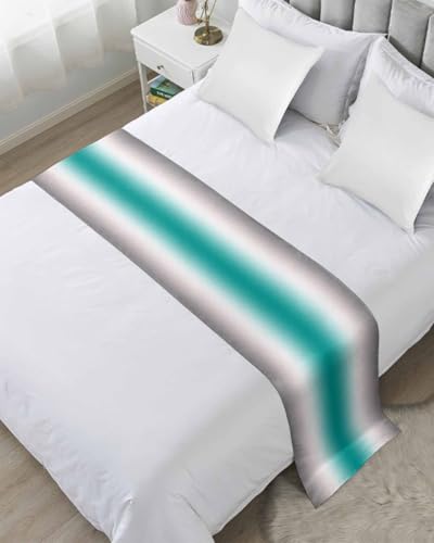 Yukro Gradient Bed Runner Scarf, Abstract Dark Gray Water Duck Green Gradient Ombre Full Bed Scarf Runner, No Fading Decorative Bedding Scarf for Bedroom Hotels Homes and Guestrooms