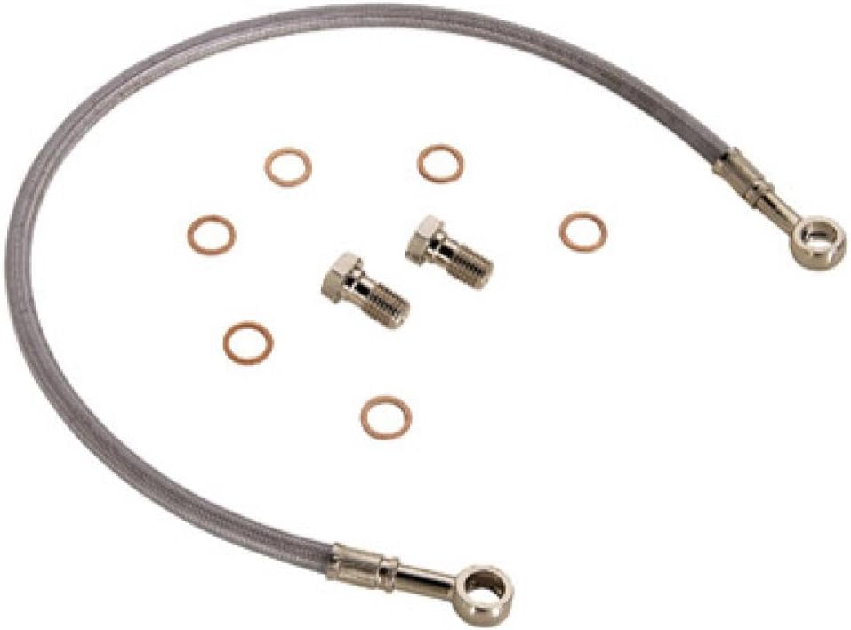 Tusk Rear ATV Steel Braided Brake Line – Standard Length +2", Silver, Heavy-Duty Off-Road Upgrade - Compatible with Honda TRX 400EX 1999-2008