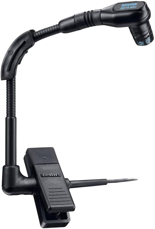 Wired BETA 98H/C Microphone - Miniature Instrument Mic with Wired XLR Connector, Cardioid Condenser, Clip-on with Gooseneck for Sax/Brass or Rim of Percussion (BETA98H/C)