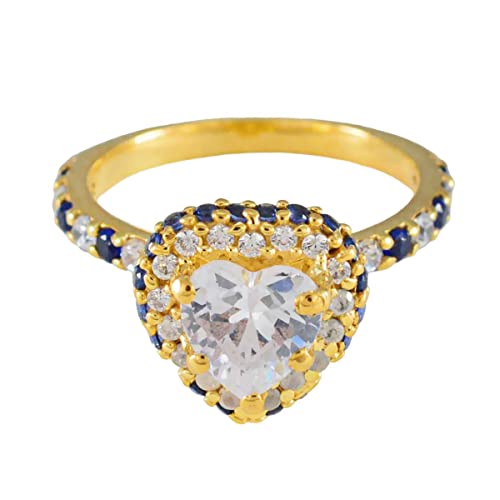 Bague bleue en argent plaqué or pour sublimer vos tenues du quotidien et de soirée