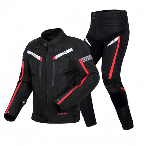 Traje De Moto Impermeable para Hombre Chaqueta Y Pantalón De Moto Traje De Blindado con Certificación CE Armadura Extraíble para Las Cuatro Estaciones Deportes Al Aire Libre B,M