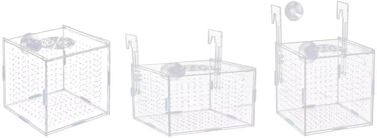 Aquarium Isolation Box Multifunction Aquarium Supply Fish Breeding Holder for Newborn Fry Guppy Aggressive Fish Babies prawn (15x15x15cm and Hook)
