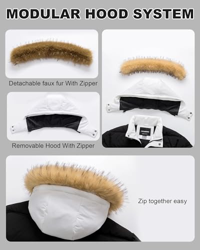 Image of Men's Puffer Jacket Winter Coat Puffy Parka with Fur Hood Waterproof & Windproof Shell Fleece lining 4 Pockets