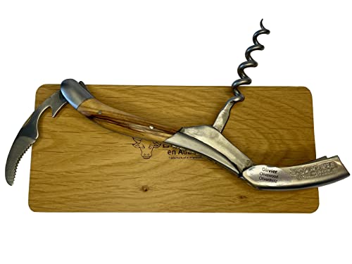 Laguiole En Aubrac Sommelier Waiter's Corkscrew, Olivewood Handle, Wine Opener With Foil Cutter & Bottle Opener, Brushed Bolster #TOP3