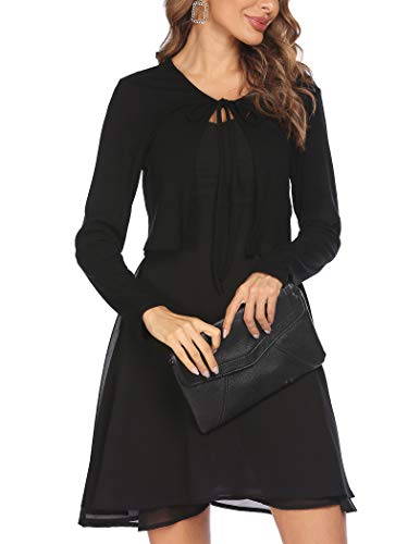 Women Fashion Going Out Cropped Top Cardigan V Neck Open Front Shrug Bolero Black L