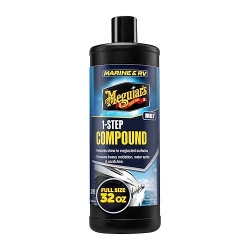 Image of Meguiar's M67 Marine /RV One-Step Compound, 32oz | Oxidation Remover,Boat Water Spot Remover, Removes Stains & Scratches,Restores Color & Shine to Fiberglass Gel Coat Finishes