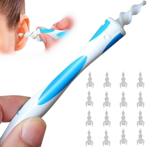 Earwax Remover Tool,Spiral earwax removal tool，Reusable Earwax Removal Kit Safe Ear Cleaner with 16 Pcs Soft and Flexible Replaceme,ear cleaner earwax removal，The best choice for removing earwax