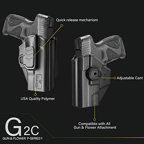Taurus G2C Holsters, Polymer Paddle Holster Fit Taurus G2C/G3C, Taurus Millennium PT111/PT140 G2. Open Carry Holster for Outside Waistband, Index Finger Release System/Adjustable Cant. Right Hand - Thumbnail 2