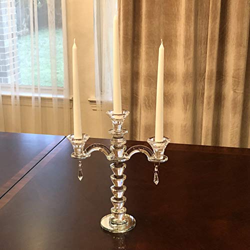 Image of allgala Candle Holder, 3-Arm Crystal Candelabra Taper Candlestick Candle Holder Centerpiece for Home Wedding Event and Party Festival