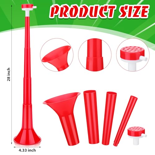 Kathfly 12 Pcs Vuvuzelas Stadium Soccer Horn 28 Inch Collapsible Hockey Blow Stadium Noise Maker Loud Sound Handheld Sports Horns Noisemaker for Sports Football Events Parties Accessories(Red) by Kathfly - Image 2