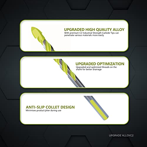 Masonry Drill Bit Set & Concrete Drill Bit 11Piece,Chrome Plated With Industrial Strength Carbide Tip,For Tile,Glass.brick,Wall,Acrylic,Plastic,Wood,Aluminum Alloy,Thin Iron Plate,Concrete By Csoom #TOP6