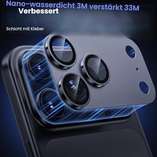 WSKEN Matte Kameraschutz für iPhone 17 Pro - Metallplatte 9H Härte Kratzfest Blasenfrei,HD-Klar Kamera Panzer Schutz Glas Displayschutz Folie,Handyhülle Freundlich,Anti-Fingerabdruck,Deep Blue