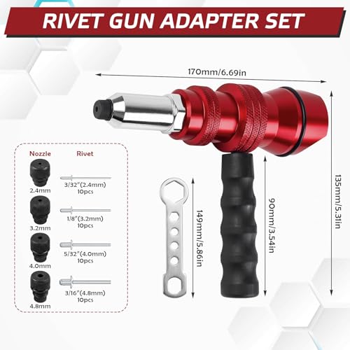 Pince à riveter pour visseuse sans fil et perceuse de 2,4 à 4,8 mm