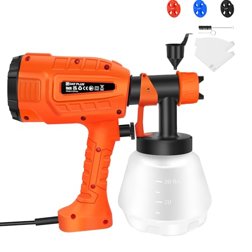 Pistola de pintura eléctrica universal, 400 W, para paredes, techos, madera y metal, vaso de 1000 ml, 3 boquillas y válvula ajustable, pintura para vallas, muebles